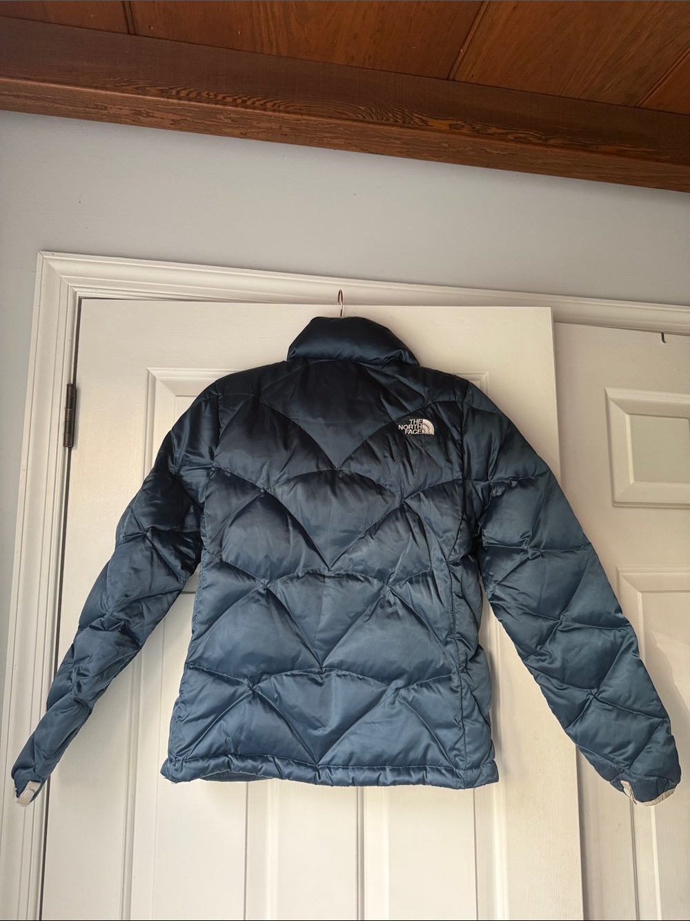 The North Face Teal Blue Quilted 550 Puffer Jacket View 3